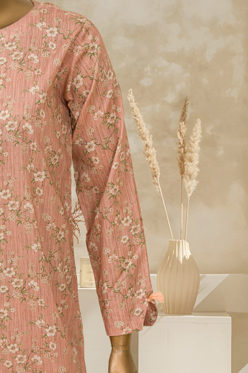Lawn Co-ords - Stitched Printed Kurti & Trouser with Lace work - Skin