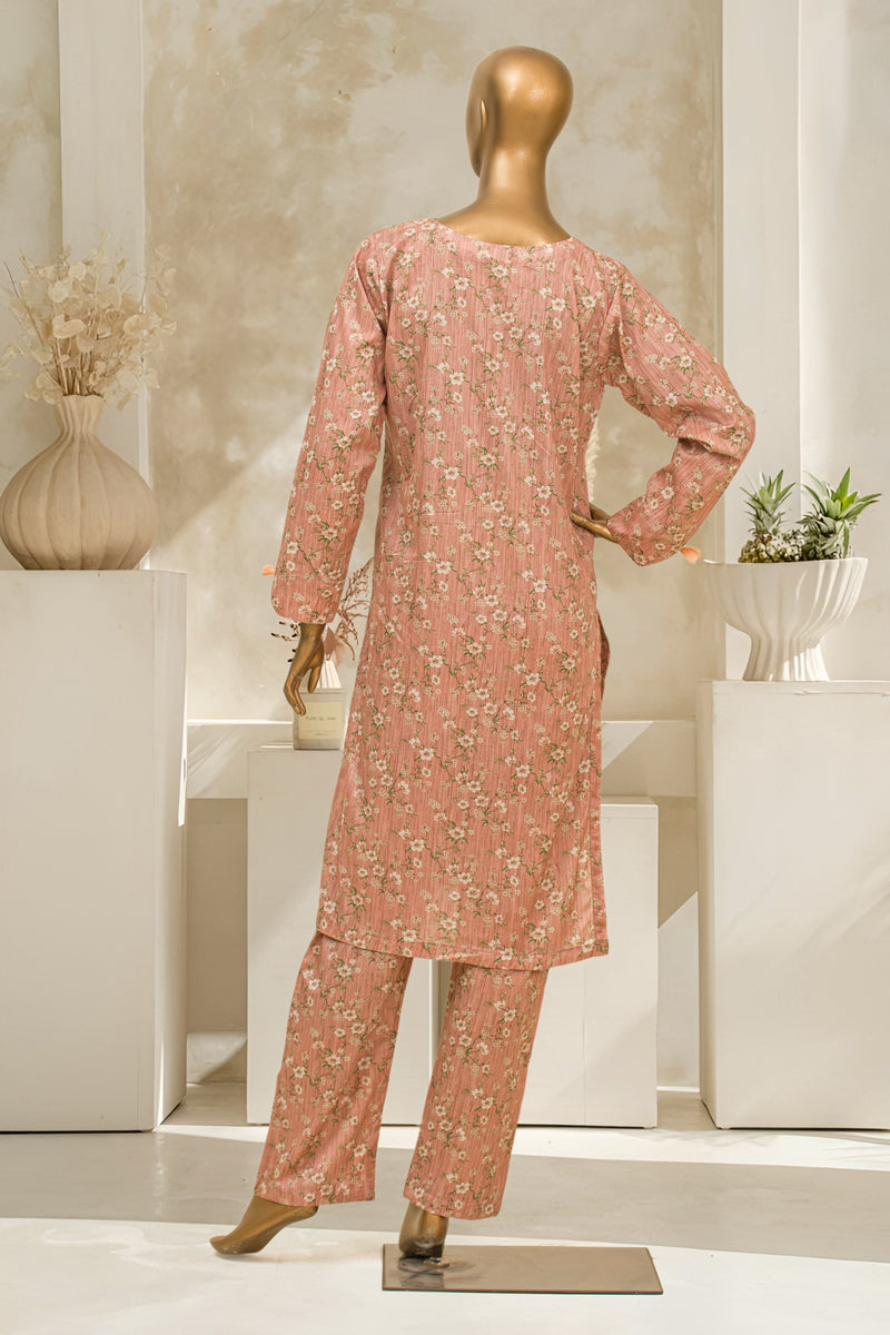 Lawn Co-ords - Stitched Printed Kurti & Trouser with Lace work - Skin