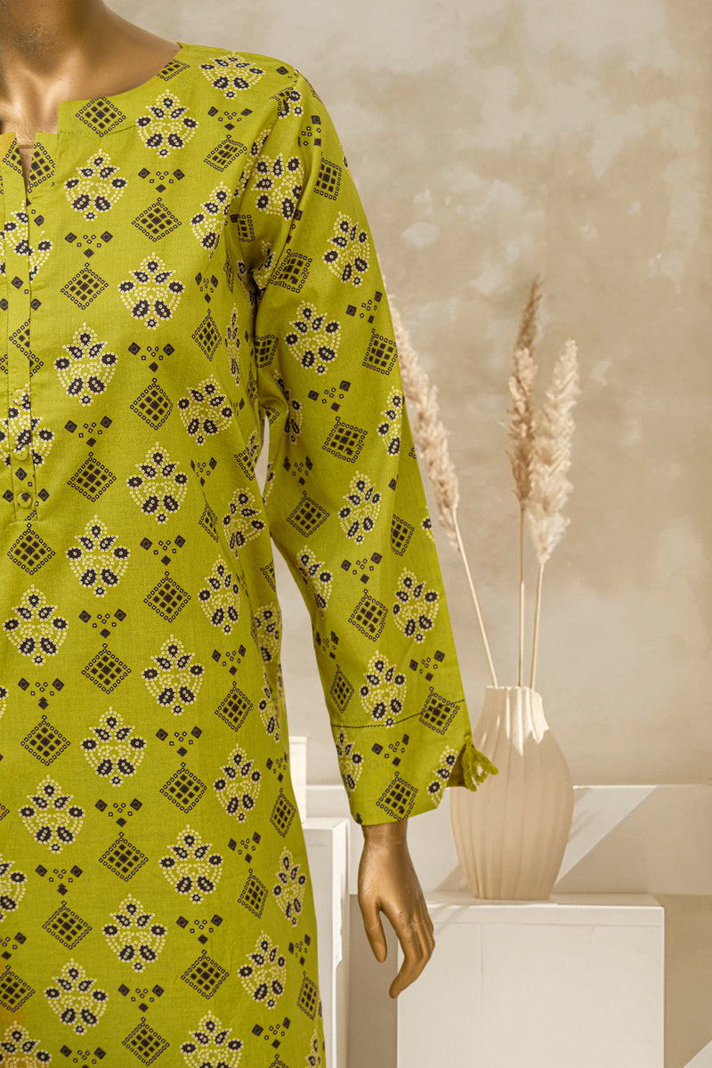 Lawn Co-ords - Stitched Printed Kurti & Trouser with Lace work - Green