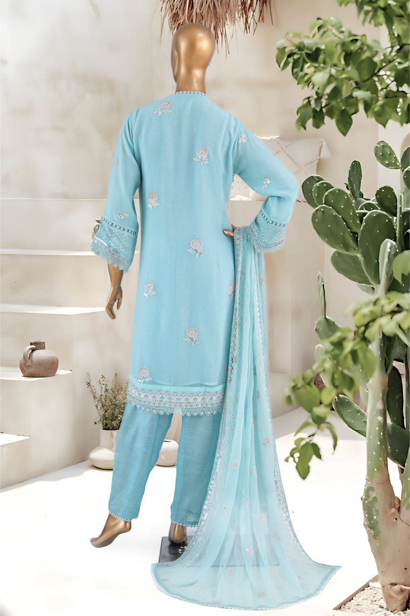 Formal Luxury Chiffon - Stitched Embroidered 3piece with Emb Dupatta - Ferozi