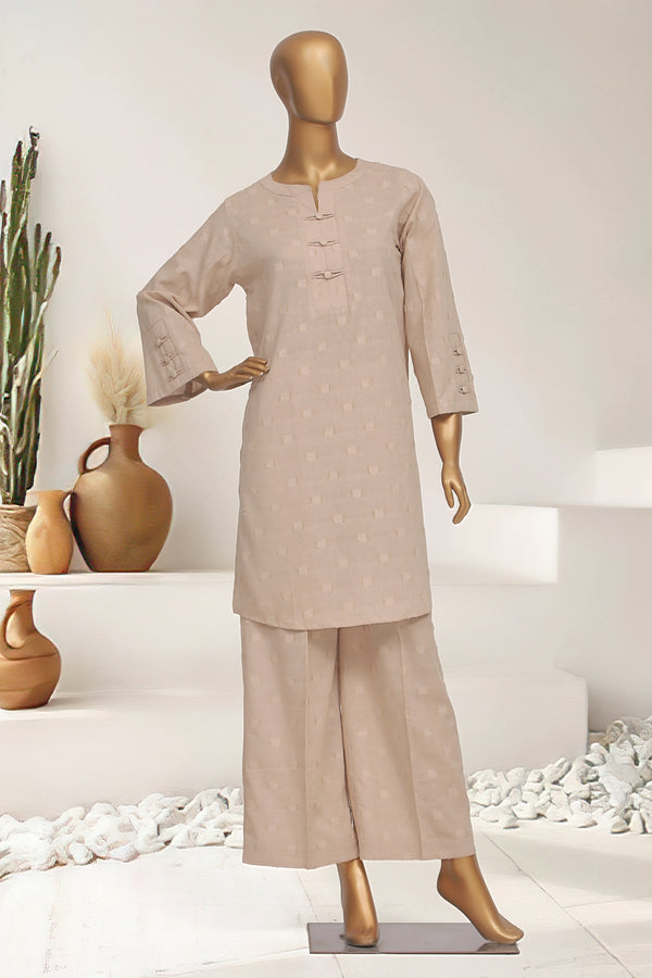 Cotton Co-ords - Stitched Broschia Kurti & Trouser with Lace work - Skin