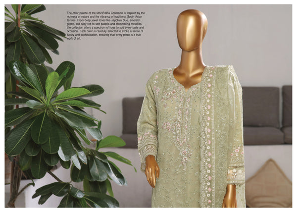 Organza - Stitched Embroidered Kurti & Dupatta with Hand work - Pista