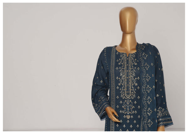 Formal Luxury Chiffon - Stitched Embroidered 3piece with Emb Dupatta - Teal