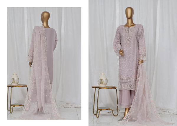 Organza - Stitched Embroidered Kurti & Dupatta with Hand work - Plum