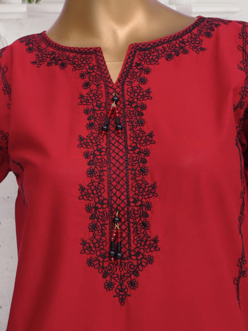 Festive Lawn - Stitched Embroidered 3piece with Emb Chiffon Dupatta - Maroon