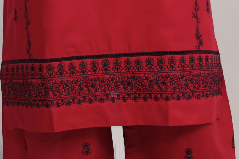 Festive Lawn - Stitched Embroidered 3piece with Emb Chiffon Dupatta - Maroon