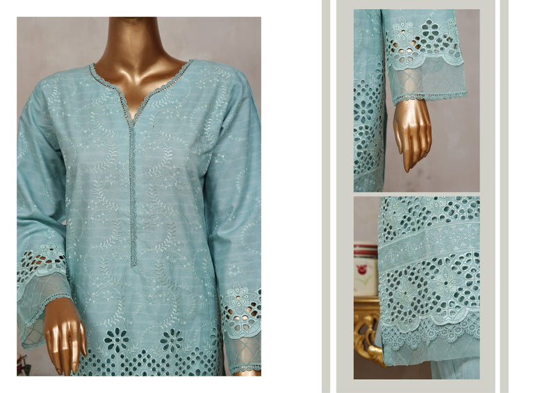 Festive Lawn Chikankari - Stitched Embroidered 3piece with Printed Chiffon Dupatta - Ferozi