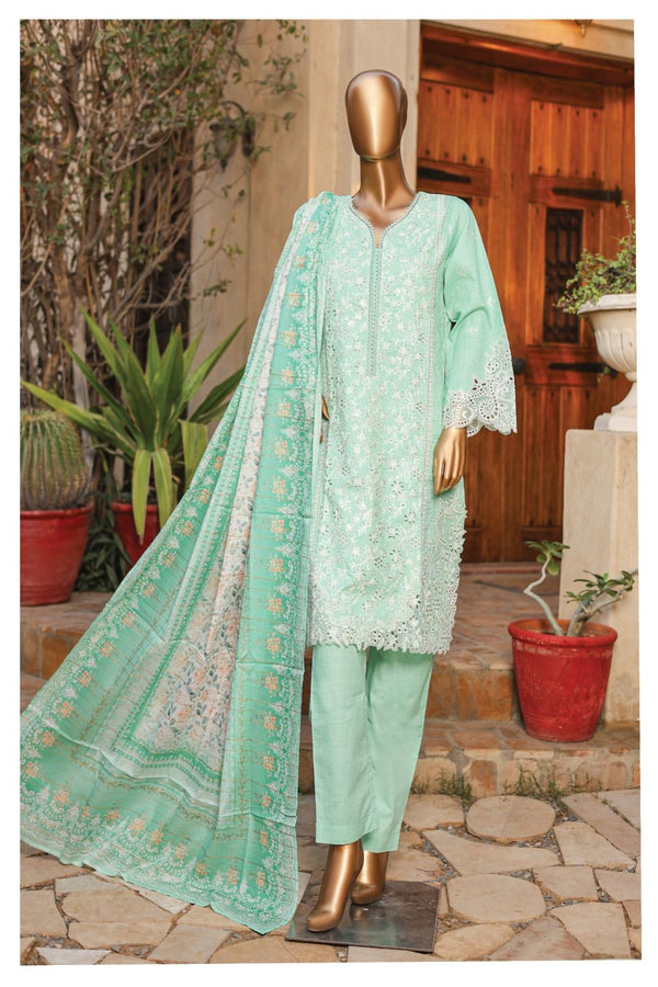 Festive Lawn - Stitched Embroidered 3piece with Printed Lawn Dupatta - Pista
