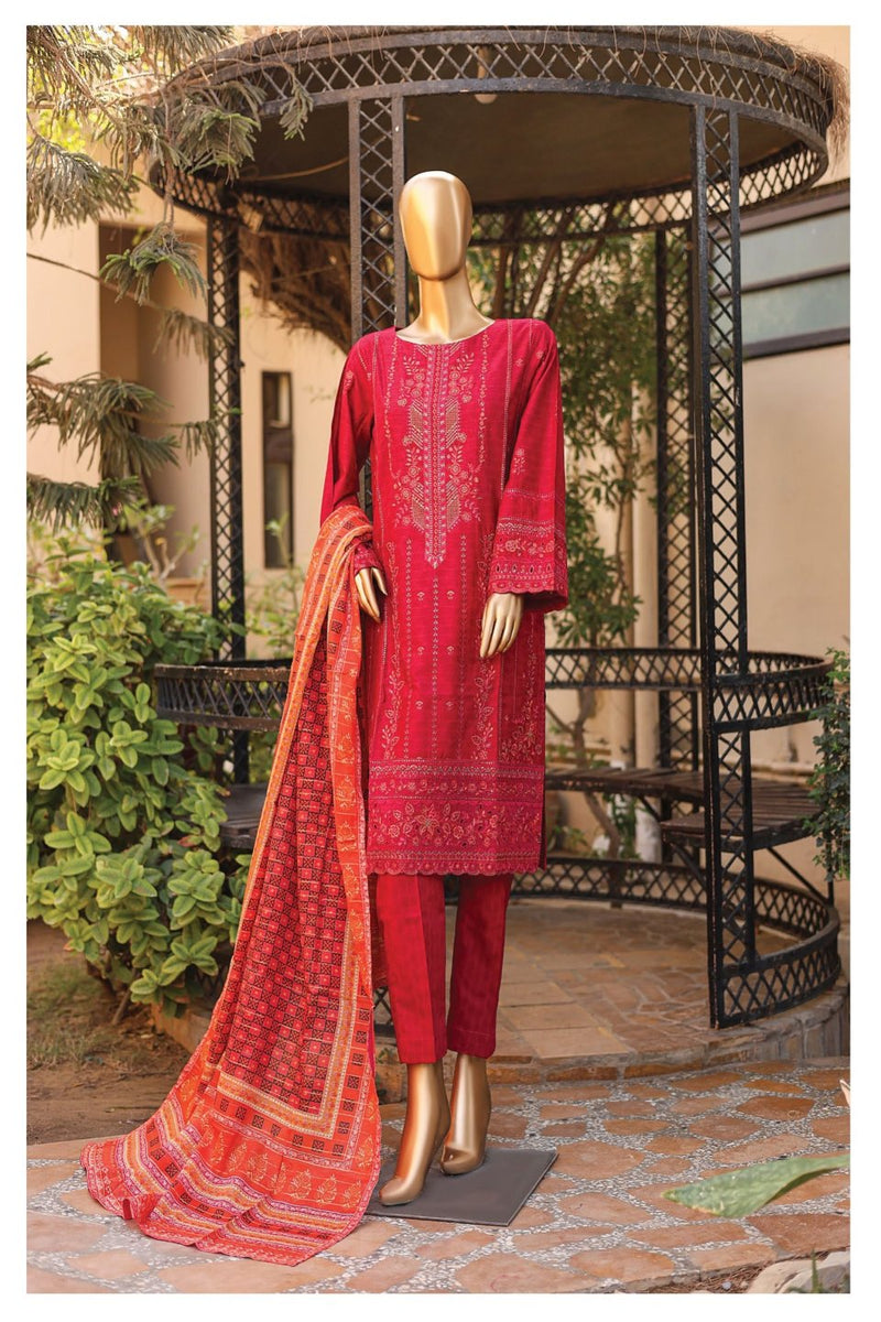 Festive Lawn - Stitched Embroidered 3piece with Printed Lawn Dupatta - Fuchsia