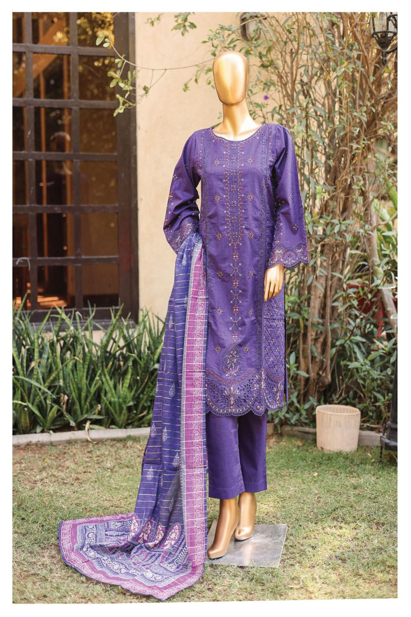 Festive Lawn - Stitched Embroidered 3piece with Printed Lawn Dupatta - Purple