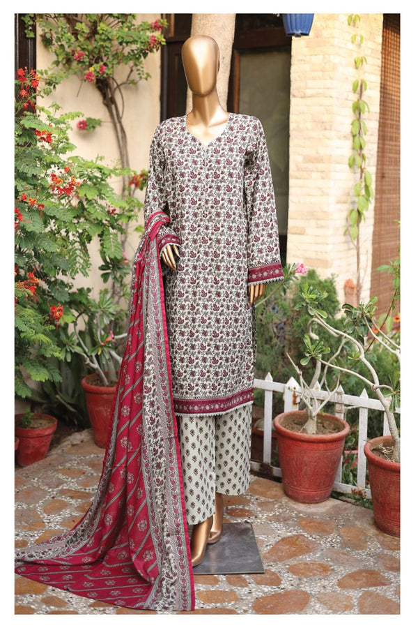 Lawn - Stitched Printed 3piece with Lace work - Pista