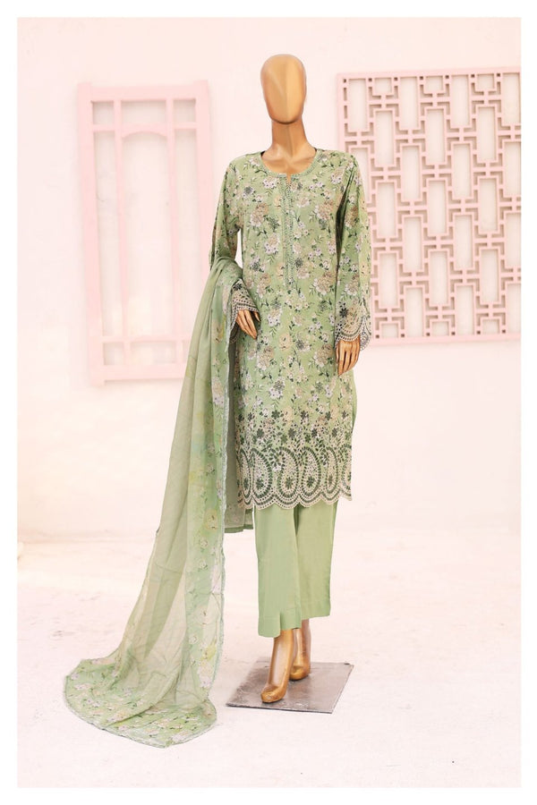 Lawn Kari - Stitched Embroidered 3piece With Schiffli work & Cut work  - D.Pista