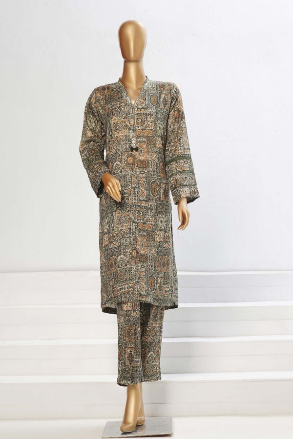 Lawn Co-ords - Stitched Printed Kurti & Trouser with Lace work - D.Skin